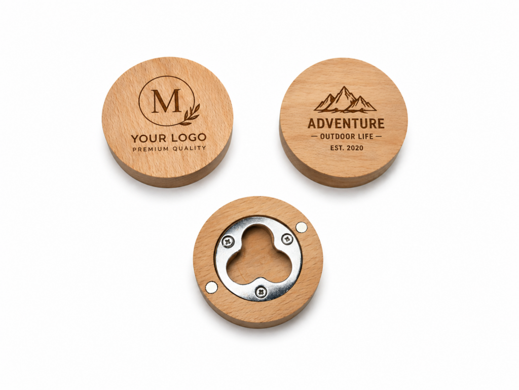 ที่เปิดขวดไม้บีชแท้ พร้อมสลักโลโก้ (Premium Beech Wood Bottle Opener)