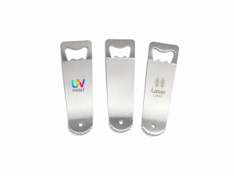 ที่เปิดขวดสแตนเลสแบบแบน ขนาด 3.5 x 12 ซม. สำหรับของพรีเมี่ยมองค์กร