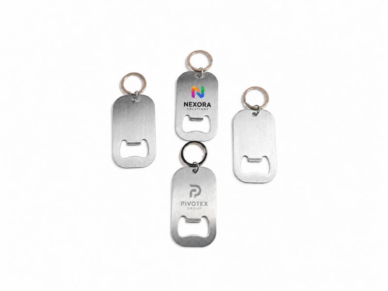 พวงกุญแจที่เปิดขวดสแตนเลส ดีไซน์เรียบหรู สำหรับสลักโลโก้บริษัท — HM Gifts